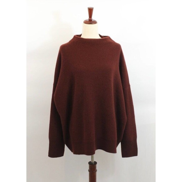 Vince Sweaters - VINCE Sz XXL Boiled Funnel Neck Pullover 100% Cashmere Dark Jasper Rust NWT